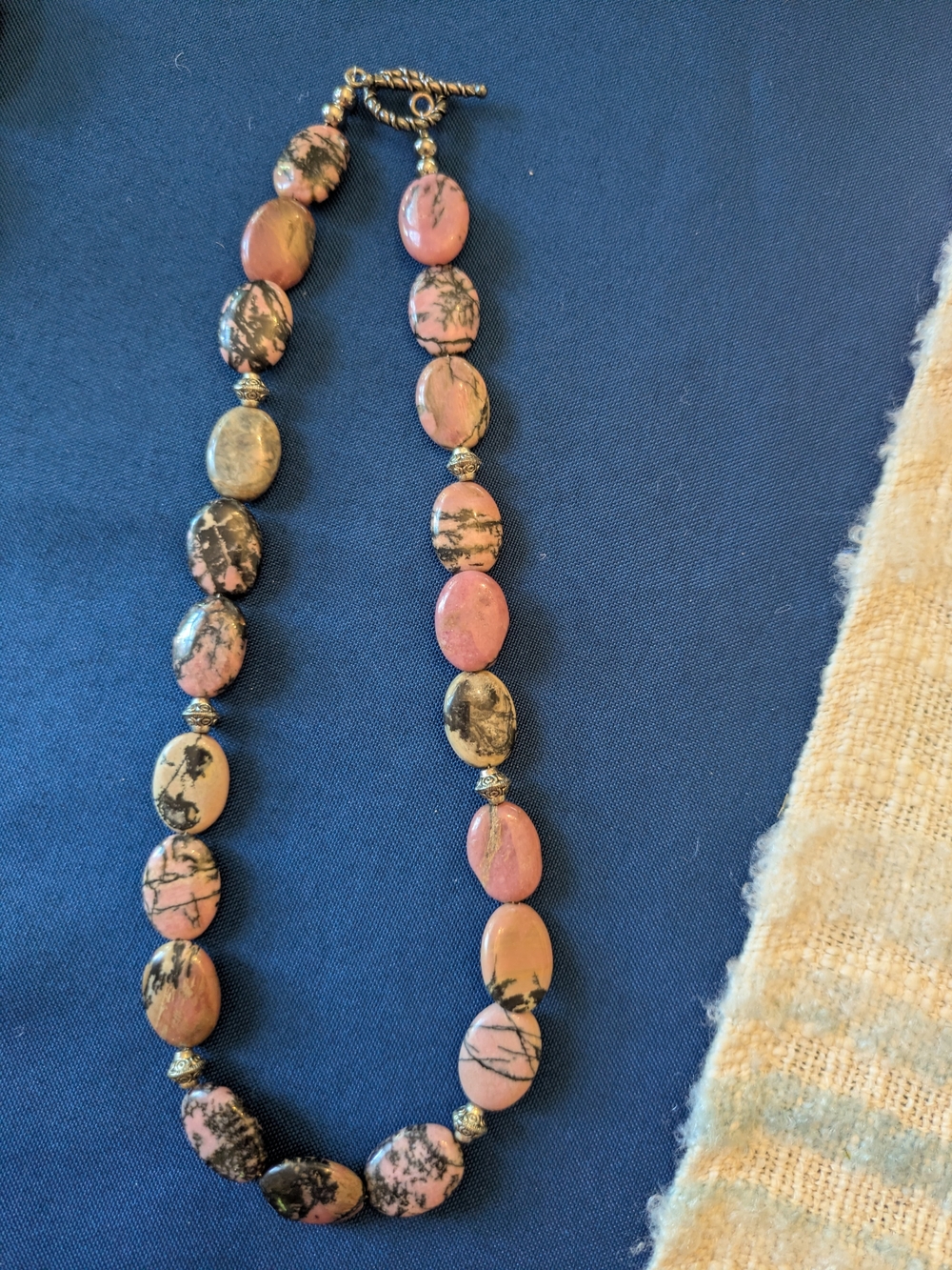 Handcrafted Pink Rhodonite Beaded Necklace
